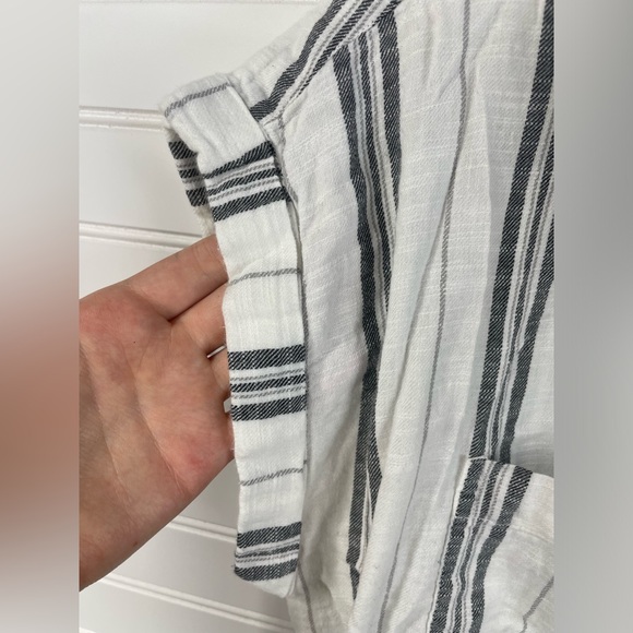 Japna White Button Up Striped Tie Waist Shirt Dress with Pockets L Women’s EUC - Picture 8 of 11